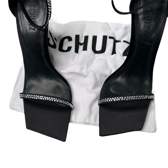SCHUTZ Black Jenna Glam Rhinestone Heels Size 8 NWT - Picture 4 of 11